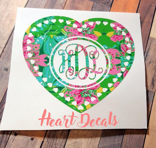 Heart Monogram Decal - Clowdus Creations