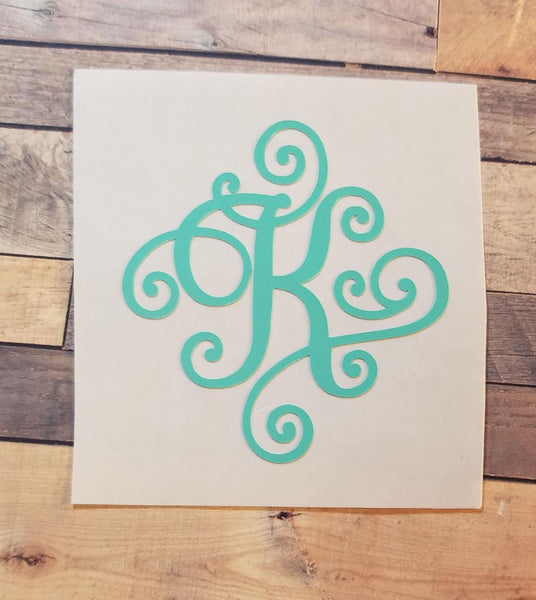 Single Letter Monogram - Solid Vinyl Decal - Clowdus Creations